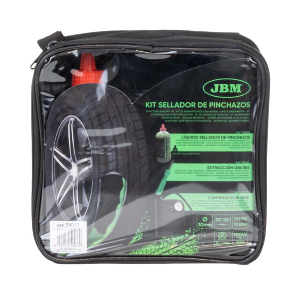 TIRE REPAIR KIT LIQUID SEALANT + JBM COMPRESSOR