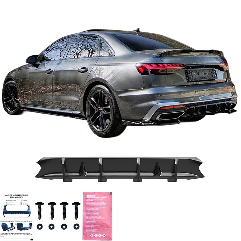 Difusor Traseiro Audi A4 (B9) Sedan/Avant S4/S-Line Facelift 2019-2024 - Gloss black