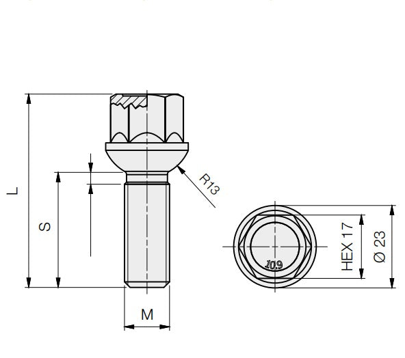 Ball Screw 14X1.5 Hex17 Length 45mm
