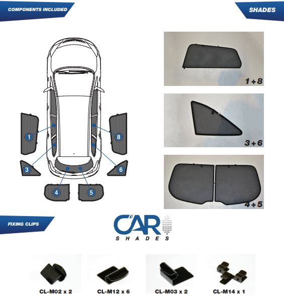 Kit de cortinas para Opel Astra K sportstourer 2015-2022 (6 peças)