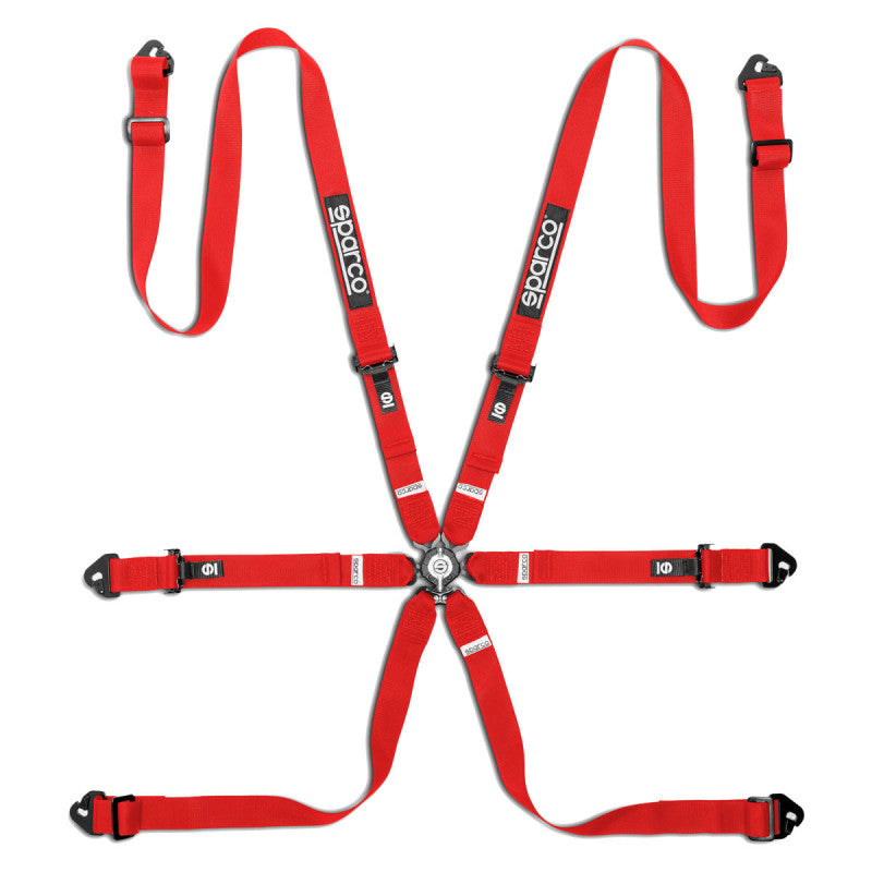 Cinto Sparco de 6 pontos Vermelho Homologação FIA