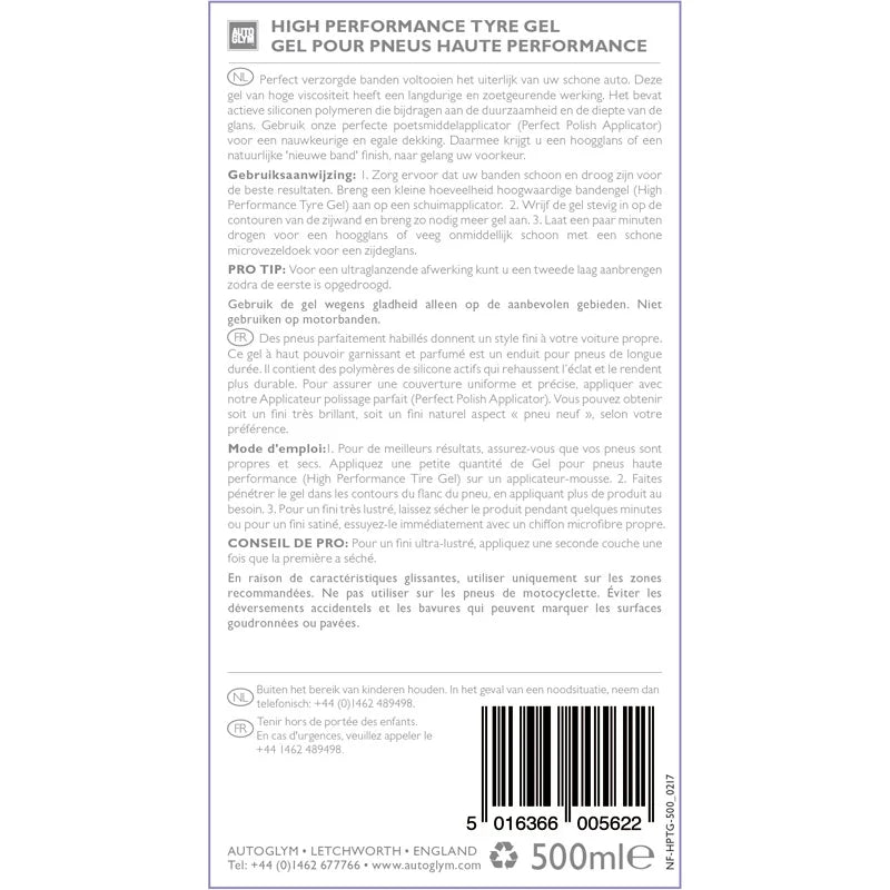 Autoglym High Performance Tyre Gel 500ML - High performance tyre shine 500ml