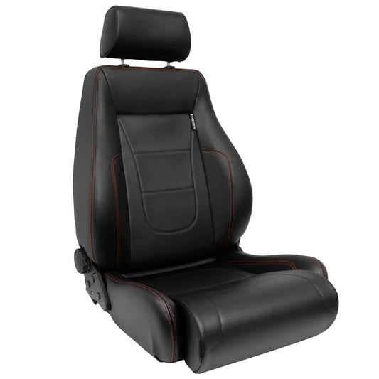 Backet Retro II Pele sintética preta + costura vermelha