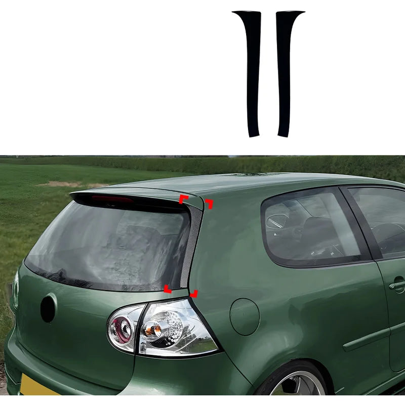 Conjunto spoilers laterais vidro traseiro para Volkswagen Golf V HB 2003-2008 (ABS Glossy Black)