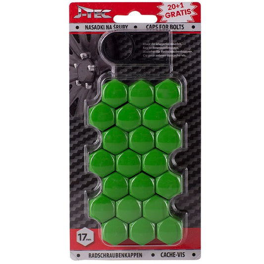 Universal Wheel Bolt/Nut Cap Set - 17mm 20+1 Piece Set Green