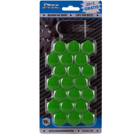 Universal Wheel Bolt/Nut Cap Set - 19mm 20+1 Piece Set Green