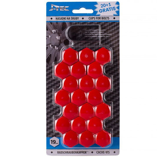 Universal Wheel Bolt/Nut Cap Set - 19mm 20+1 Piece Set Red