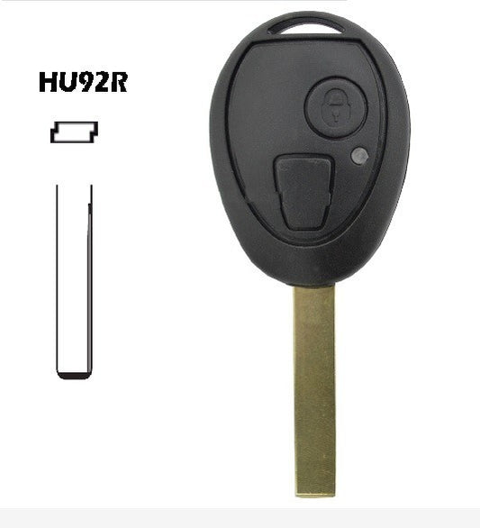 Carcaça chave HU92R 2 botões BMW, MINi, LAND-ROVER, ROVER, MG