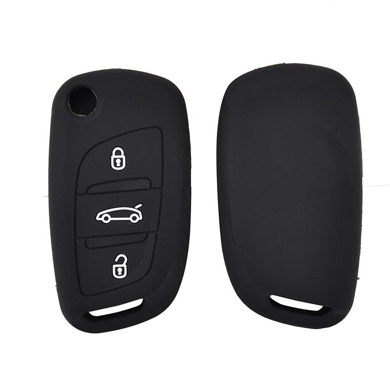 Capa silicone Preto 3 botões porta bagagens PSA Peugeot Citroen