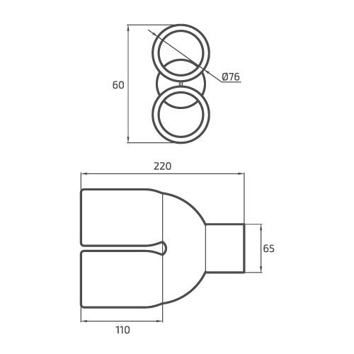 PONTEIRA ESCAPE DUPLA INT 60MM EXT 76MM x2