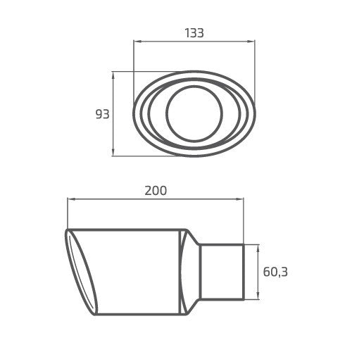 PONTEIRA ESCAPE OVAL DIREITA INT 57MM EXT 93X133MM