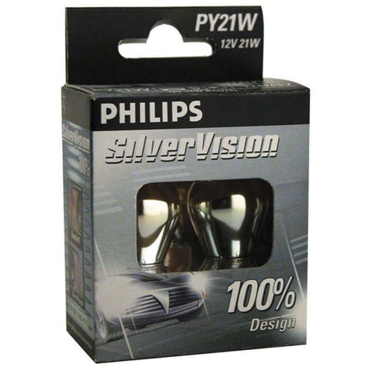 Lâmpada indicadoras Philips SilverVision PY21W 21W (BAU15S), conjunto de 2