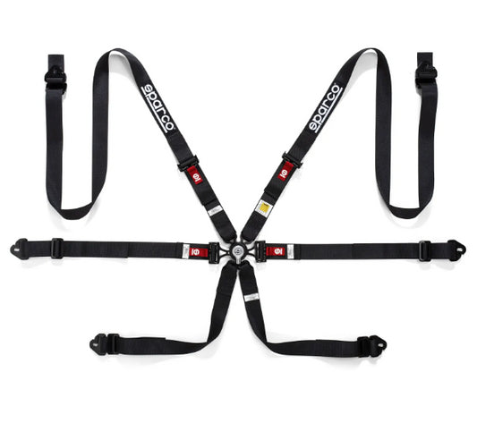 Sparco 6-point harness, black, FIA approved