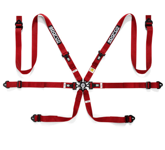 Sparco 6-point harness, red, FIA homologation