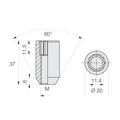 PORCA 12X1,5 comprimento 37mm