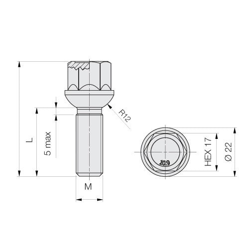 BALL SCREW 12X1.5 Hex17 Length 60mm