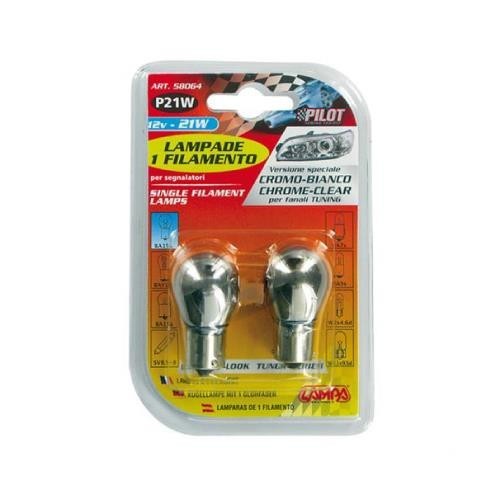 LAMPADA P21W / BA15S CROMADA STOP VERMELHO 12V (58068)