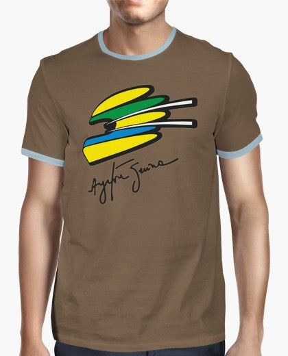 T-shirt Ayrton Senna Capacete Castanho/Azul