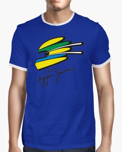 T-shirt Ayrton Senna Capacete Azul/Branco