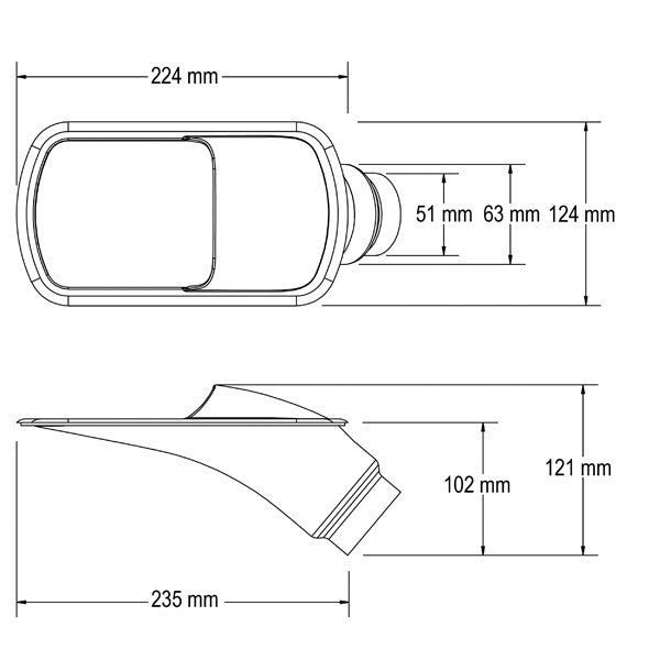 Entrada de Ar Revotec GT diâmetro 63 / 51mm preto