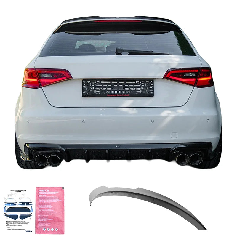 Spoiler Mala Audi A3 (8V) Sportback 2012-2020 excl. S-Line/S3/RS3 - Gloss black
