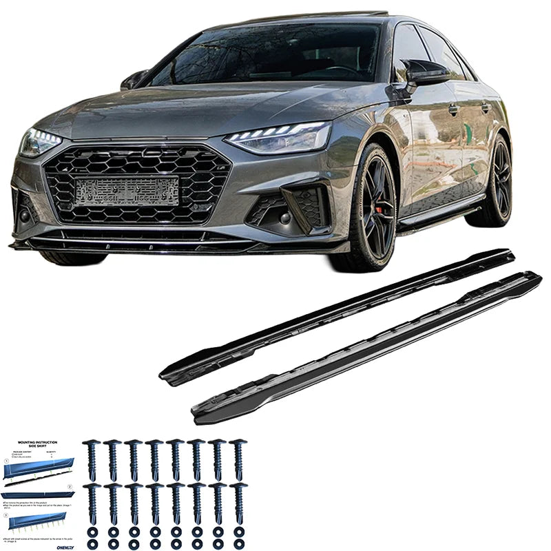 Saias Laterais Audi A4 (B9) Sedan/Avant S4/S-Line Facelift 2019-2024 - Gloss black