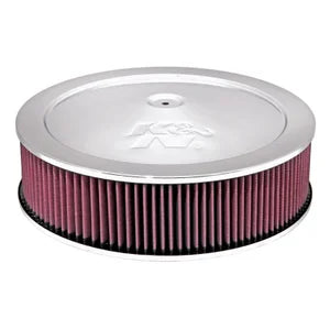 K&N Round Air Filter Assembly - 130mm flange 356mm diameter 95mm height 32mm drop base (60-1290)