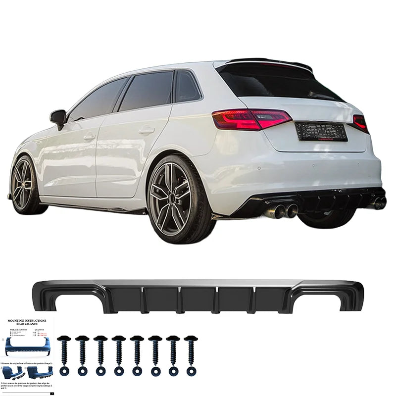Difusor Traseiro Audi A3 (8V) Sportback 2012-2016 excl. S-Line/S3/RS3 - Gloss black