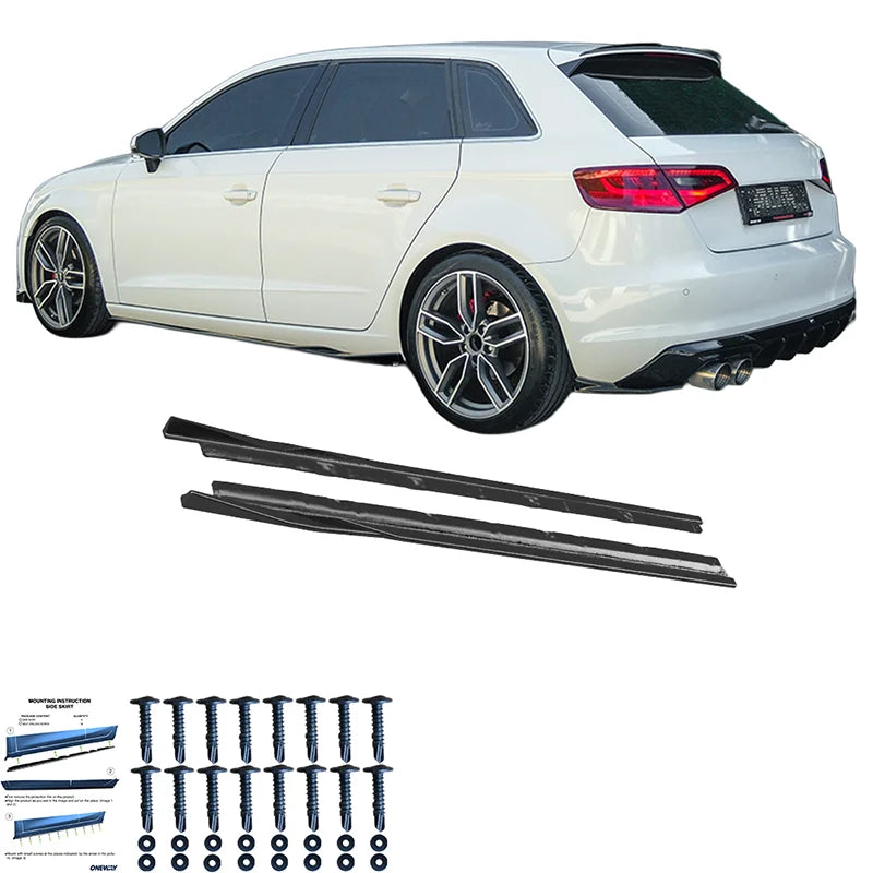 Saias Laterais Audi A3 (8V) Sportback/Limousine 2012-2020 excl. S-Line/S3/RS3 - Gloss black