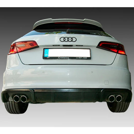 Difusor Traseiro Audi A3 8V Sportback 2012-2016 Com Dupla Saída de Escape