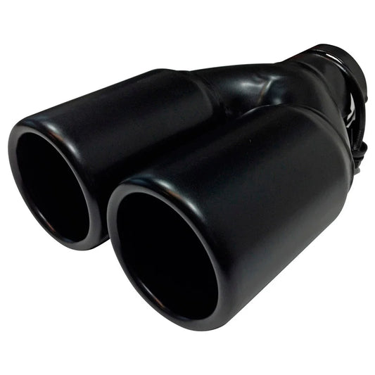 Ponteira de Escape Dupla Redonda AutoStyle Preta 76mm comprimento 220mm