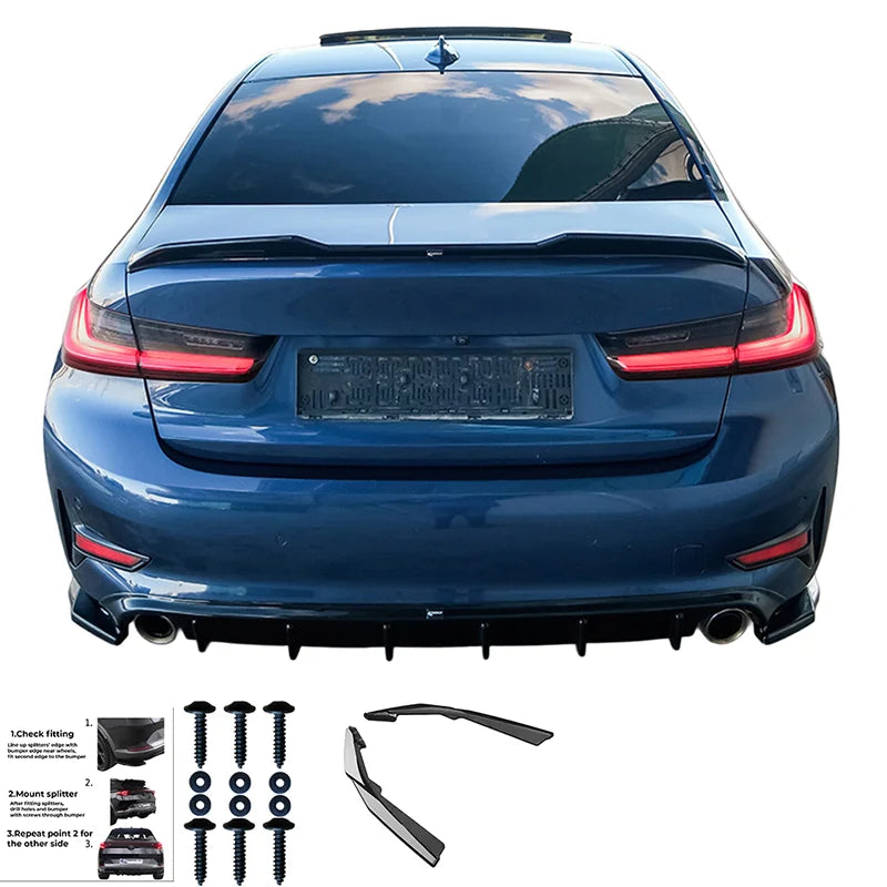 Difusores Traseiros BMW Serie 3 G20 G21 Sedan/Touring Sport Line 2018-2022 - Gloss black