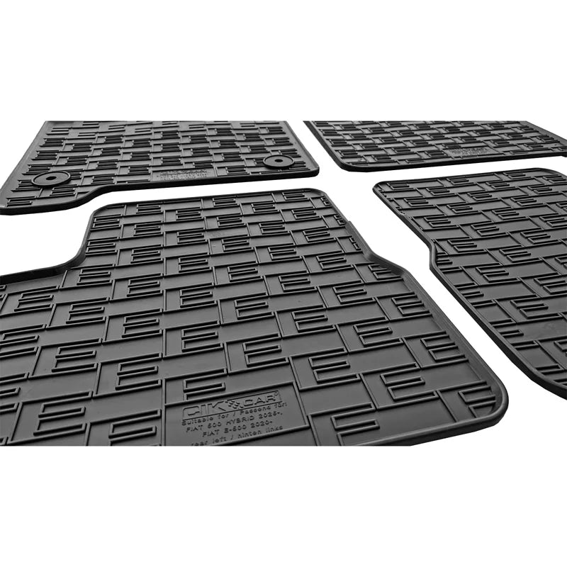 Tapetes de Borracha Fiat 500 Hybrid 2026- (4 tapetes + clips de encaixe)