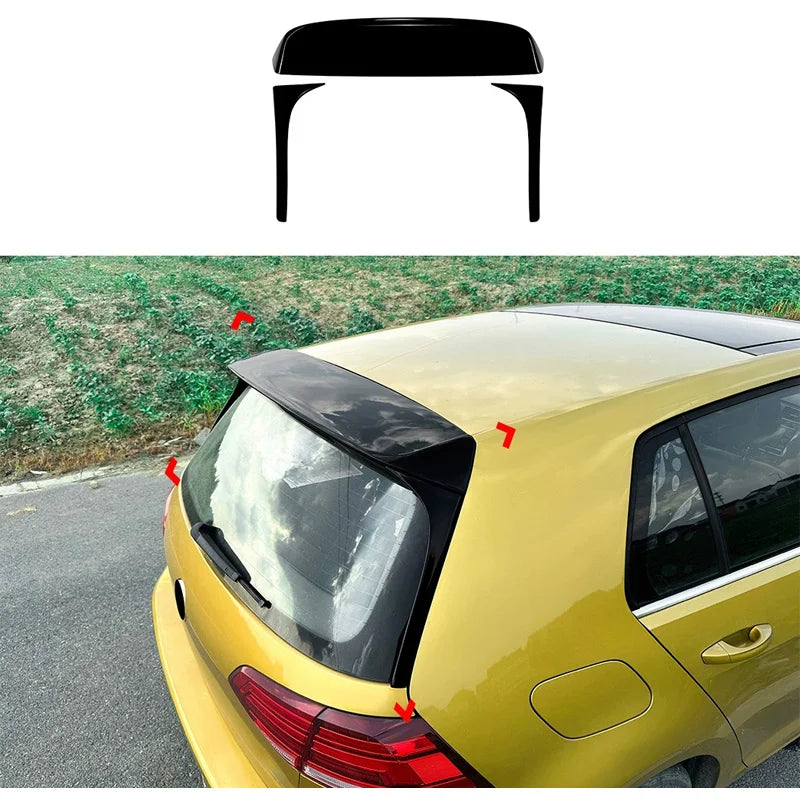 Spoiler Aileron para Volkswagen Golf VII (7&7.5) HB 2012-2019 3-peças (ABS Glossy Black)