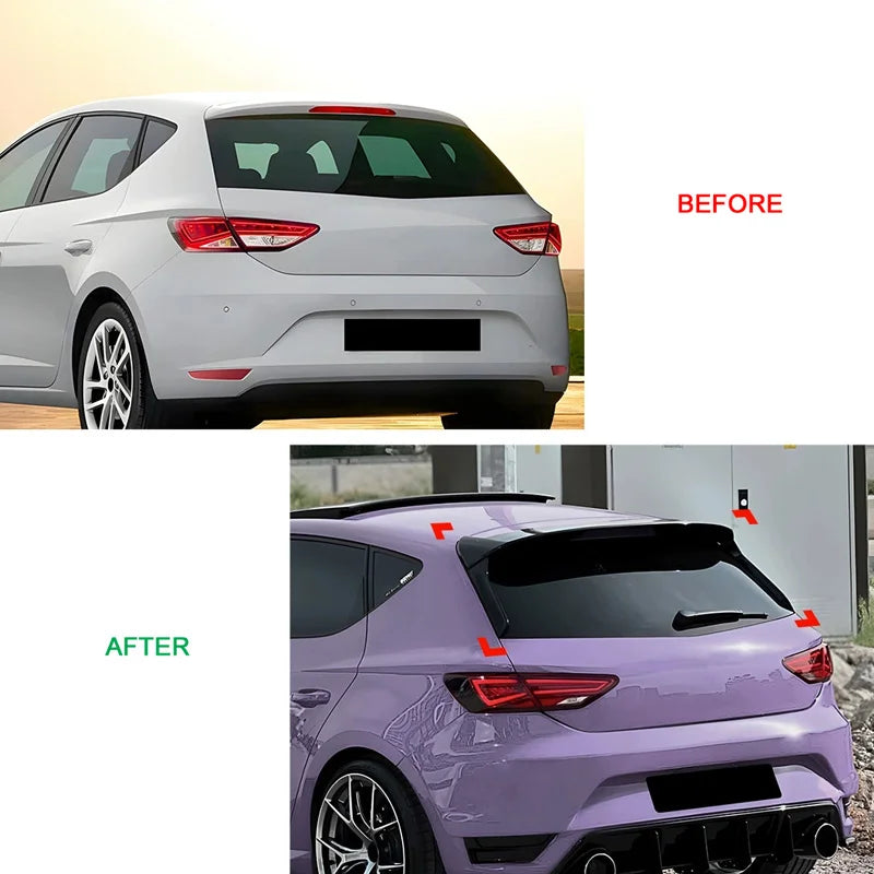 Spoiler Aileron para Seat Leon 5F 5-portas 2013-2020 3-peças (ABS Glossy Black)