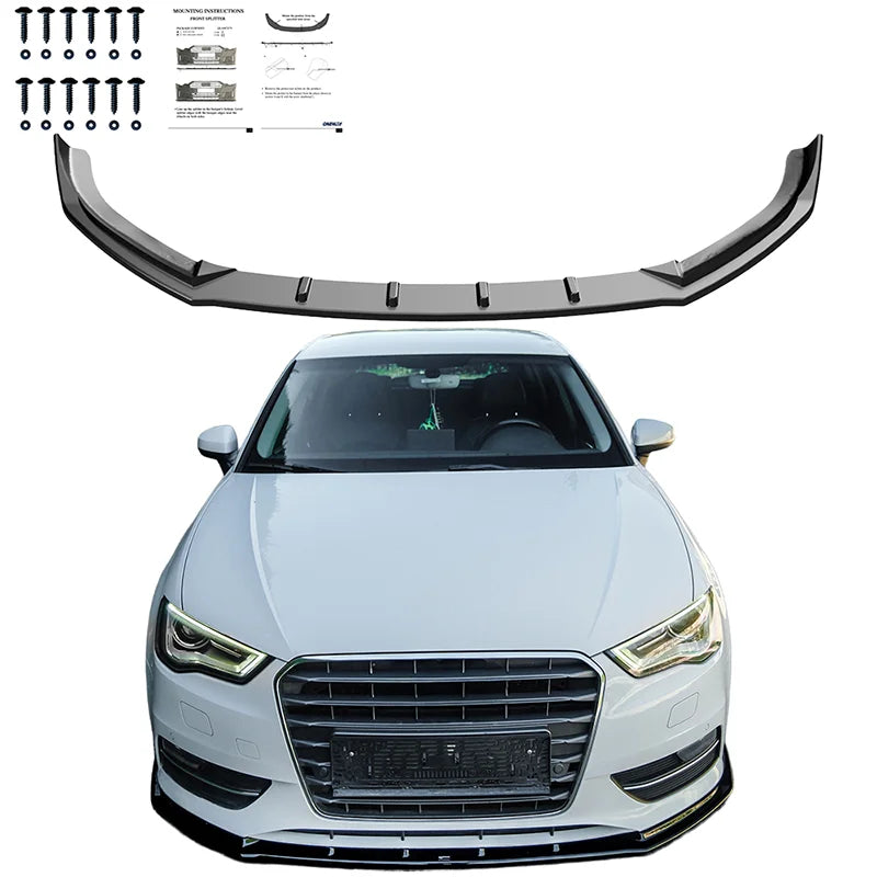 Difusor Frontal Audi A3 (8V) HB 3-doors/Sportback/Limousine/Cabrio 2012-2016 excl. S-Line/S3/RS3 - Gloss black