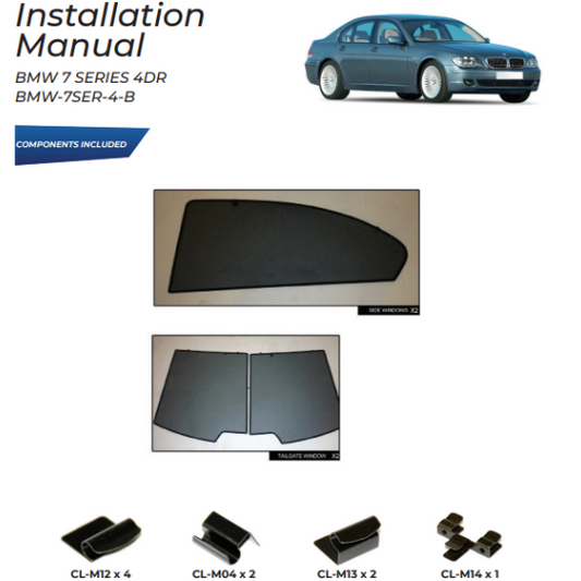 Kit de cortinas para BMW Serie 7 E65 Sedan 2002-2008 (4 peças)