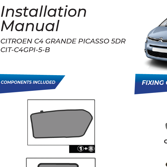 Kit de cortinas para Citroen C4 Grand Picasso 2013-2022 & C4 Grand Spacetourer 2018-2022 (6 peças)