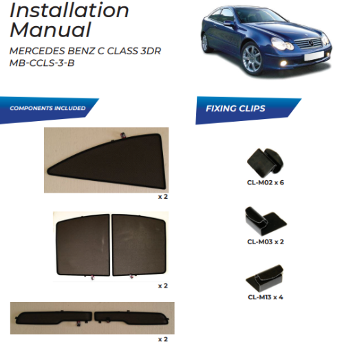 Kit de cortinas para Mercedes C-Class 3 doors 2001-2007 (6 peças)