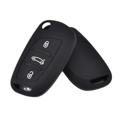 Capa silicone Preto 3 botões porta bagagens PSA Peugeot Citroen