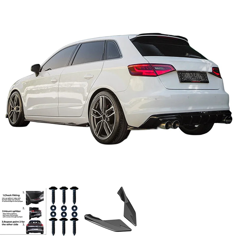 Difusores Traseiros Audi A3 (8V) Sportback 2012-2016 excl. S-Line/S3/RS3 - Gloss black