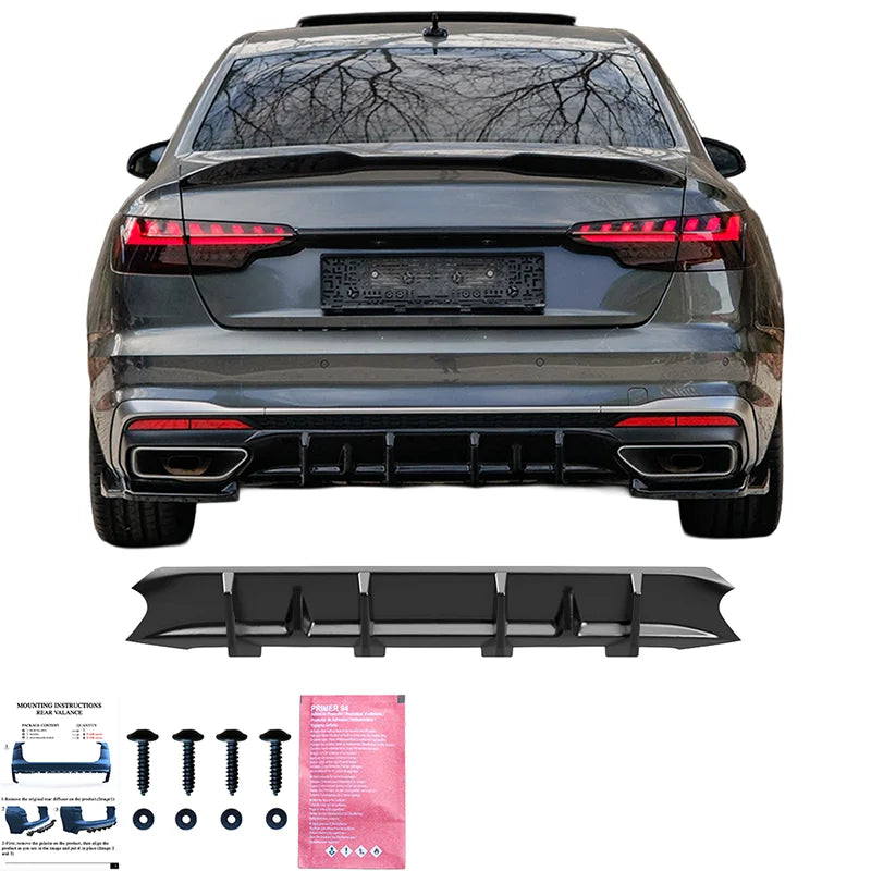 Difusor Traseiro Audi A4 (B9) Sedan/Avant S4/S-Line Facelift 2019-2024 - Gloss black