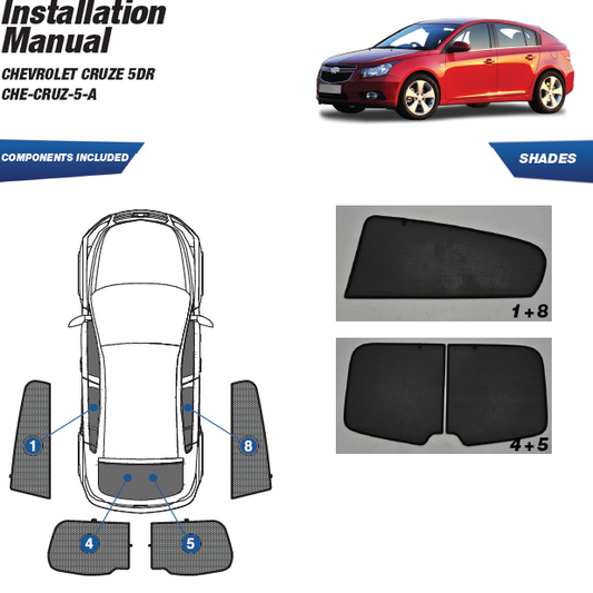 Kit de cortinas para Chevrolet Cruze 5 doors 2012-2016 (4 peças)
