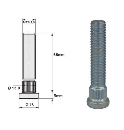 Perno de cravar M12X1,5 Comprimento 62mm