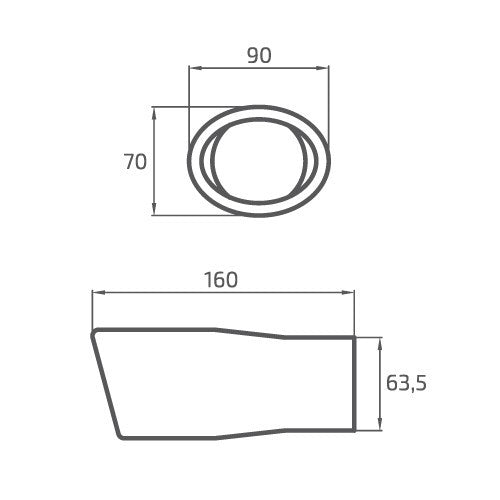 PONTEIRA ESCAPE OVAL INT. 60MM EXT. 70X90MM