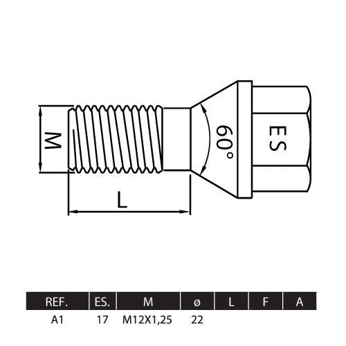 Parafusos Segurança M12X1.25 FARAD STIL-BULL A1