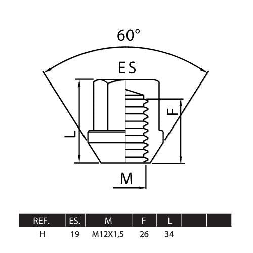 Porcas Segurança M12X1.5 FARAD STIL-BULL H