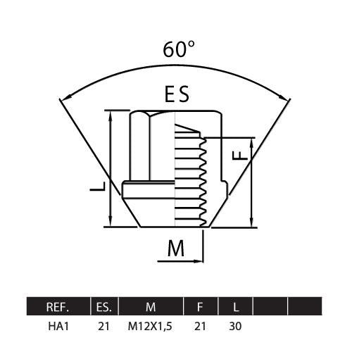 Porcas Segurança M12X1.5 FARAD STIL-BULL HA1